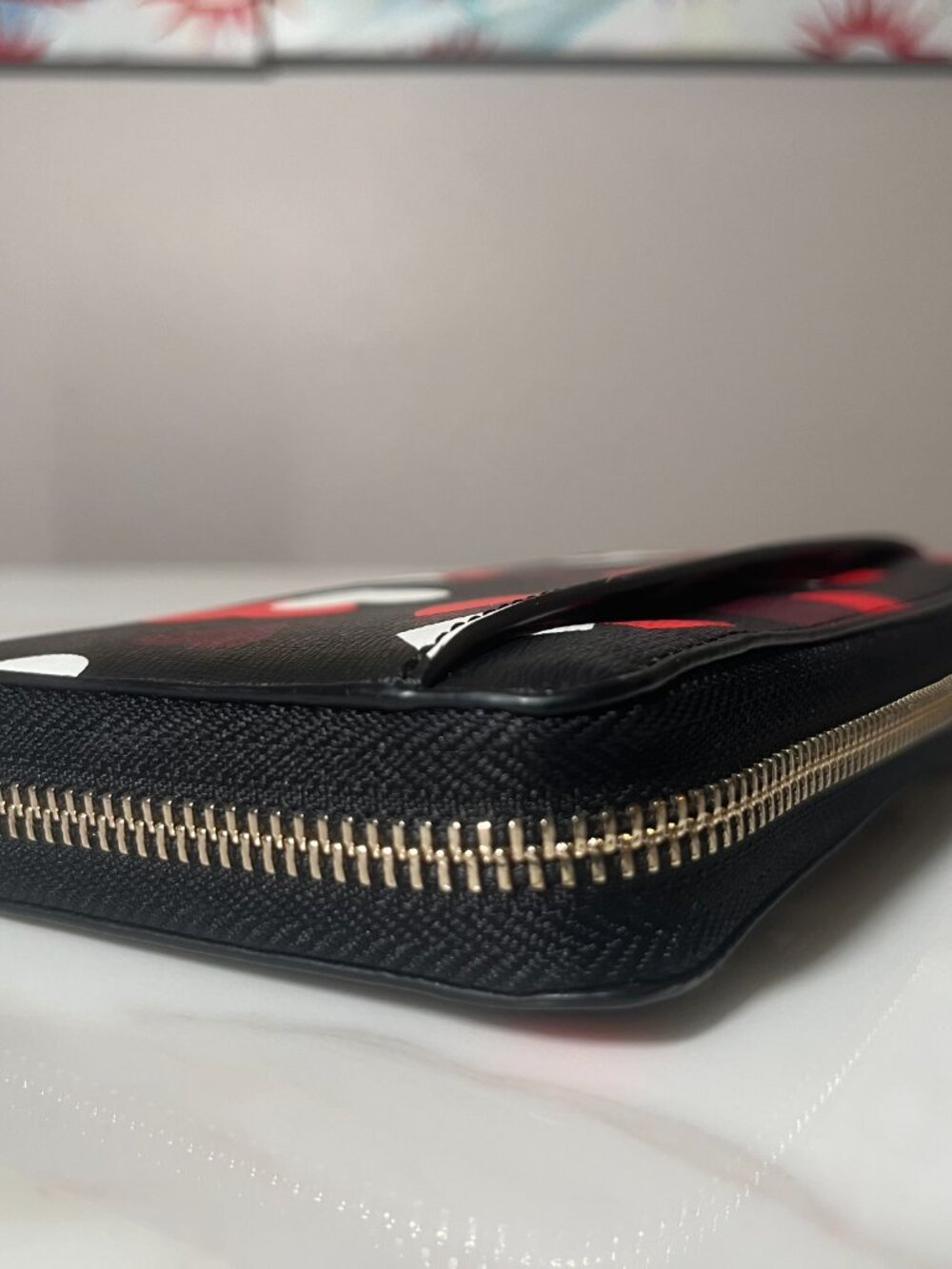 kate spade Black Wallet with Red, White & Burgundy Hearts - Picture 5 of 11